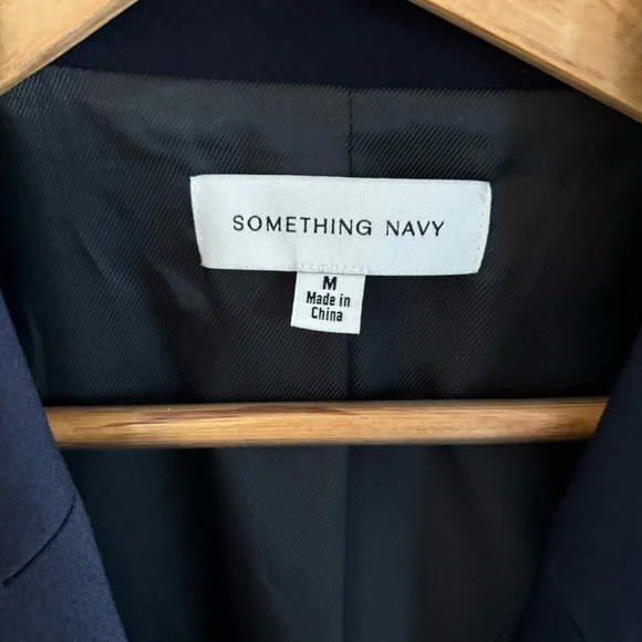 Something Navy Danielle Blazer Jacket Double Breasted Suit Coat Ponte Blue M - Picture 12 of 15